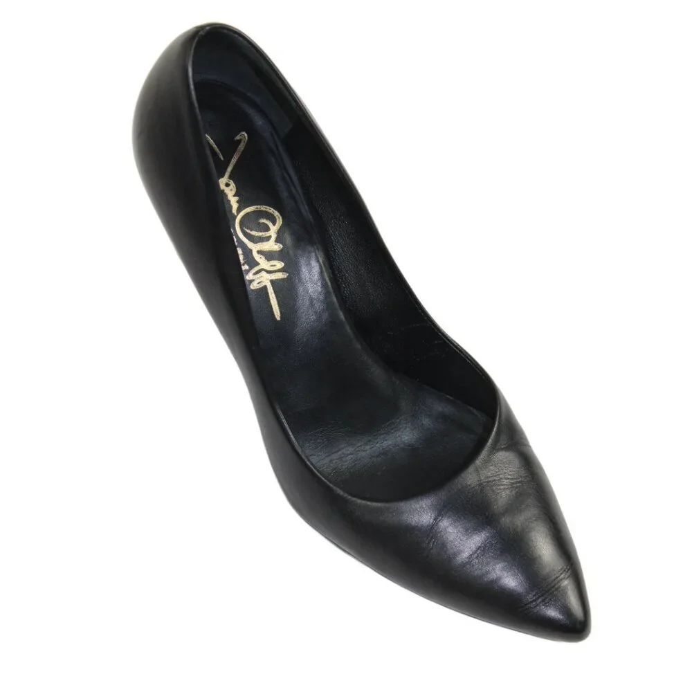 Joan Oloff Deborah Black Luxury Leather Mid-Stiletto Heel, Size 36 (US 6)
